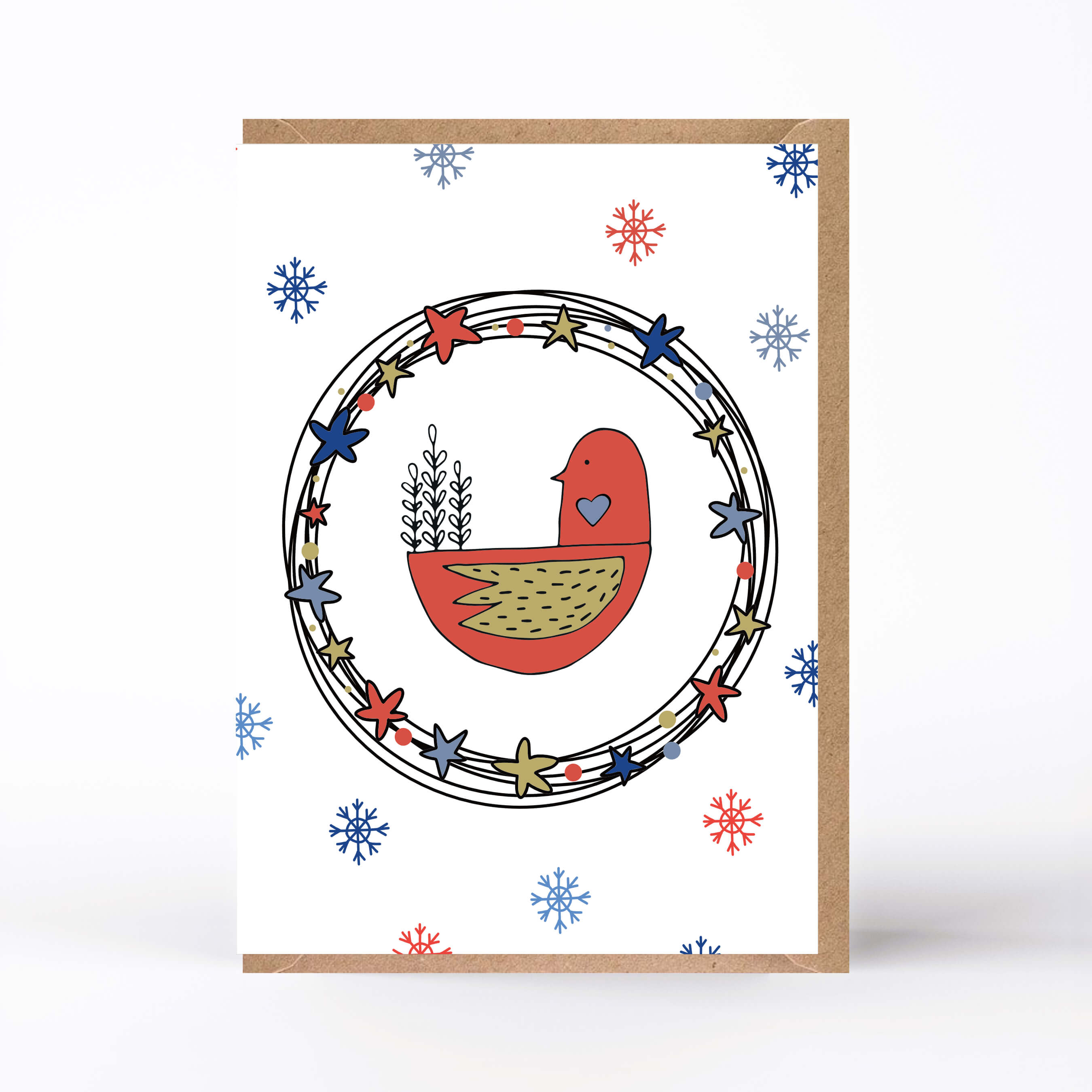 20062 Vánoční přání s obálkou - PTÁČEK v červeném ...