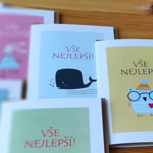 10010 SADA PŘÁNÍ S OBÁLKOU - ZVÍŘÁTKA GRATULUJÍ / VŠE NEJLEPŠÍ (CZ - 6 ks přání s obálkou v bal.)