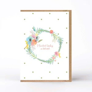 20113  Svatební PŘÁNÍ S OBÁLKOU - PASTELOVÉ ŠTĚSTÍ č. 1 (zelený puntík)