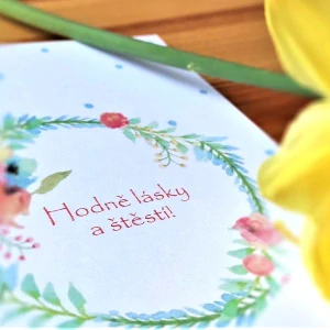 10016  SADA PŘÁNÍ S OBÁLKOU - SVATEBNÍ gratulace PASTELOVÉ ŠTĚSTÍ (7 ks přání s obálkou v bal.)
