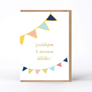 20021  PŘÁNÍ S OBÁLKOU - Gratulujeme k narození děťátka! UNI - VLAJKY