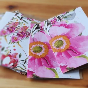 10034 SADA PŘÁNÍ S OBÁLKOU - RŮŽOVÁ ZAHRADA (7 ks přání s obálkou v bal.) / Varianta EN