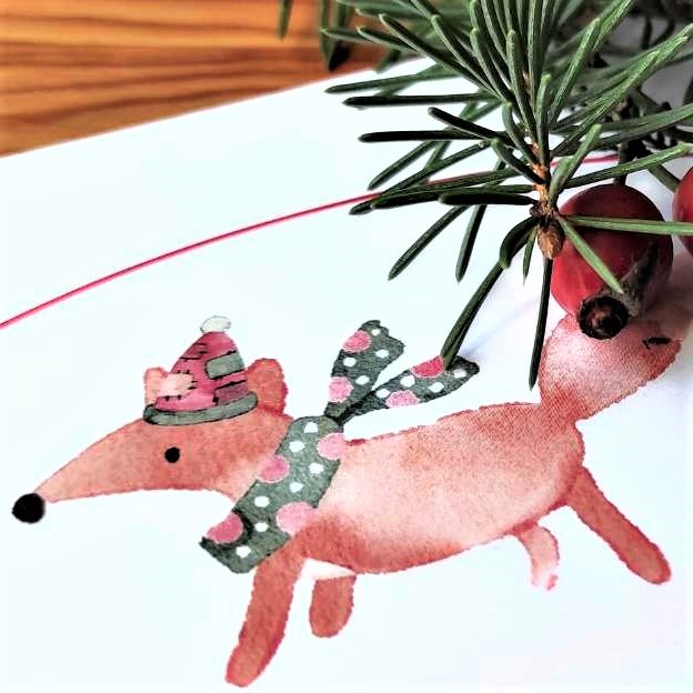 20137 Vánoční přání s obálkou - Liška