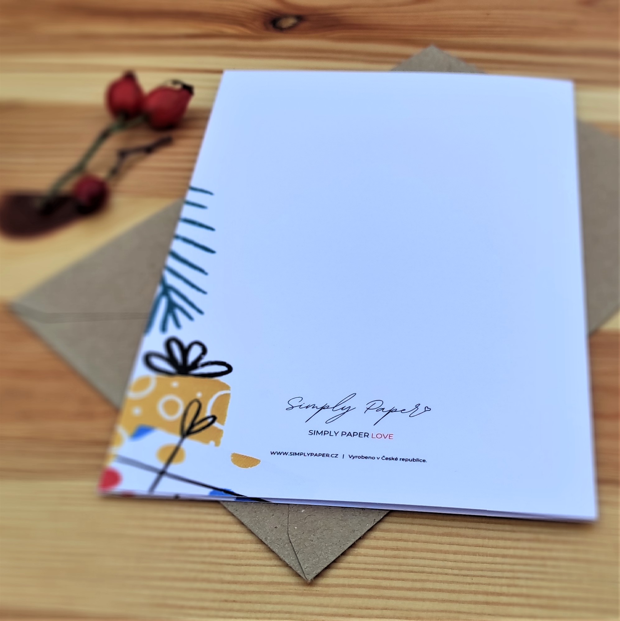 20145 Vánoční přání s obálkou - Pes s nadílkou