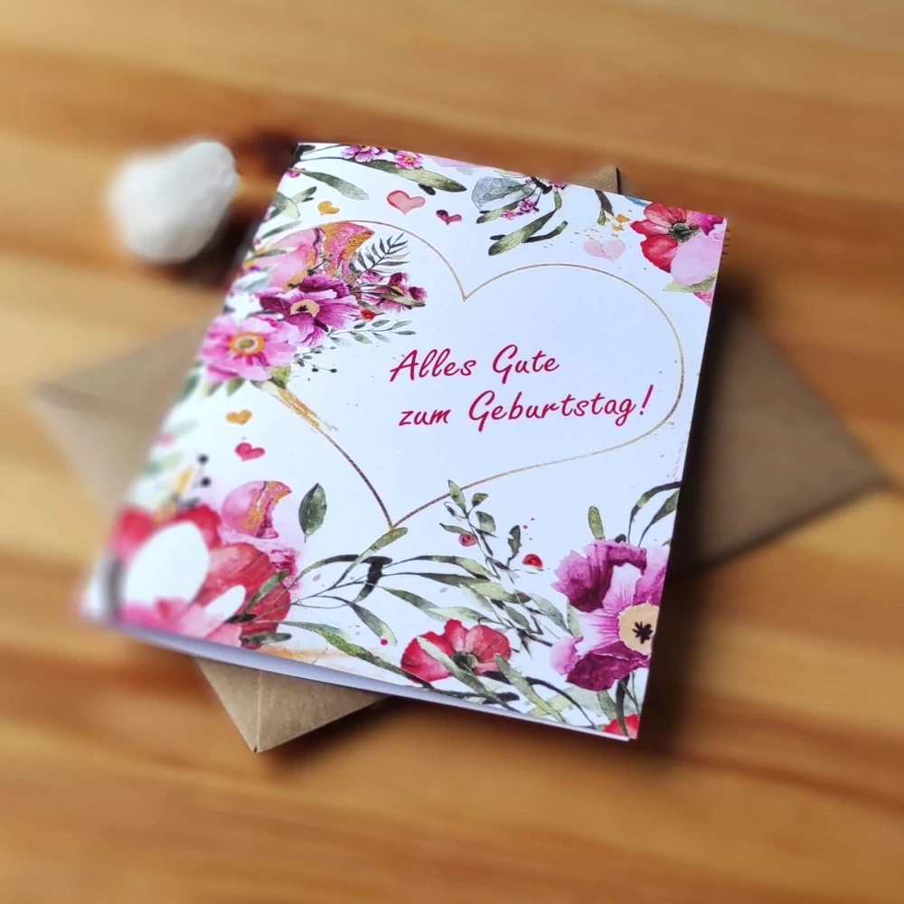 20294  PŘÁNÍ S OBÁLKOU - Růže ze srdce / Alles Gute zum Geburtstag!