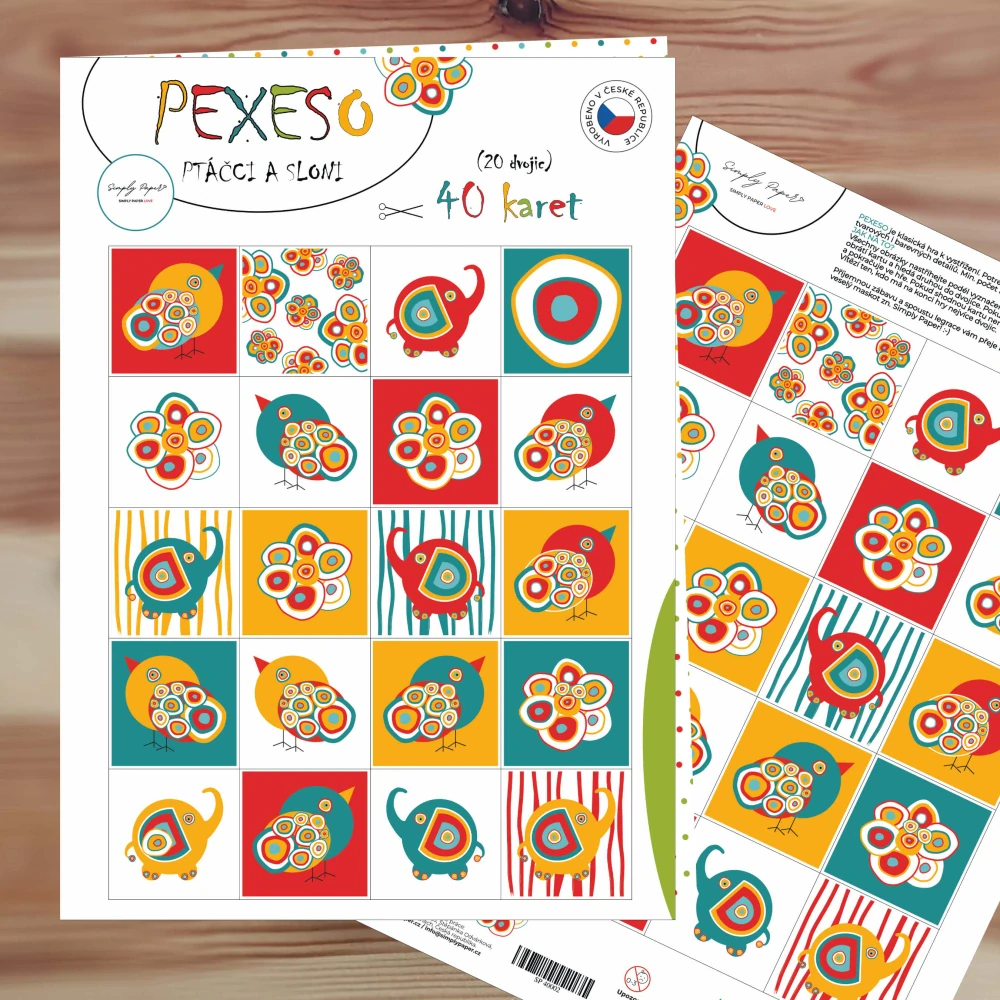 Pexeso PTÁČCI A SLONI