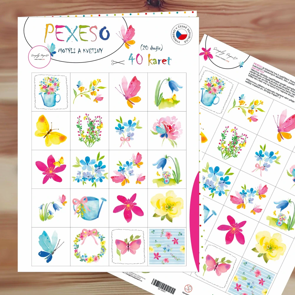 Pexeso MOTÝLI A KVĚTINY