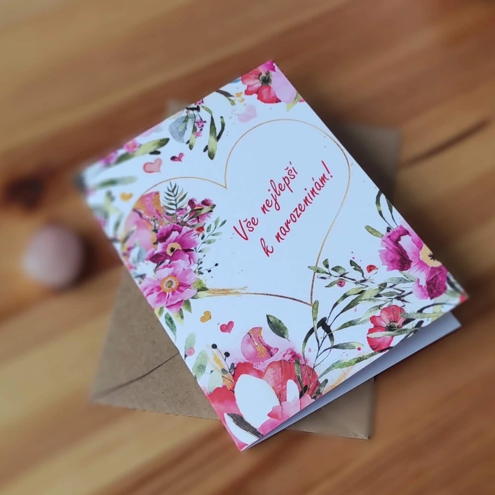 20049  PŘÁNÍ S OBÁLKOU - Růže ze srdce - s textem / CZ