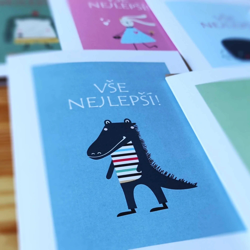 10010 SADA PŘÁNÍ S OBÁLKOU - ZVÍŘÁTKA GRATULUJÍ / VŠE NEJLEPŠÍ (CZ - 6 ks přání s obálkou v bal.)