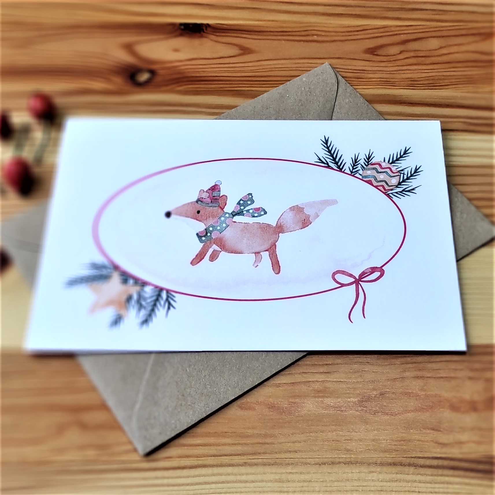 20137 Vánoční přání s obálkou - Liška