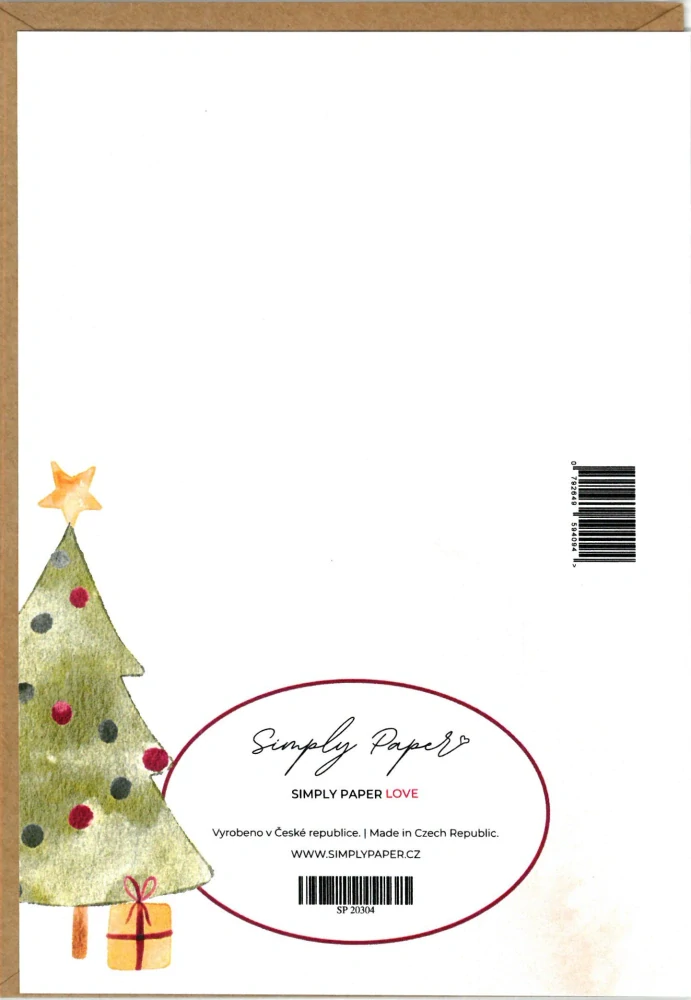 20304 Vánoční přání s obálkou - Vánoční nadílka / pozadí lehce béžová