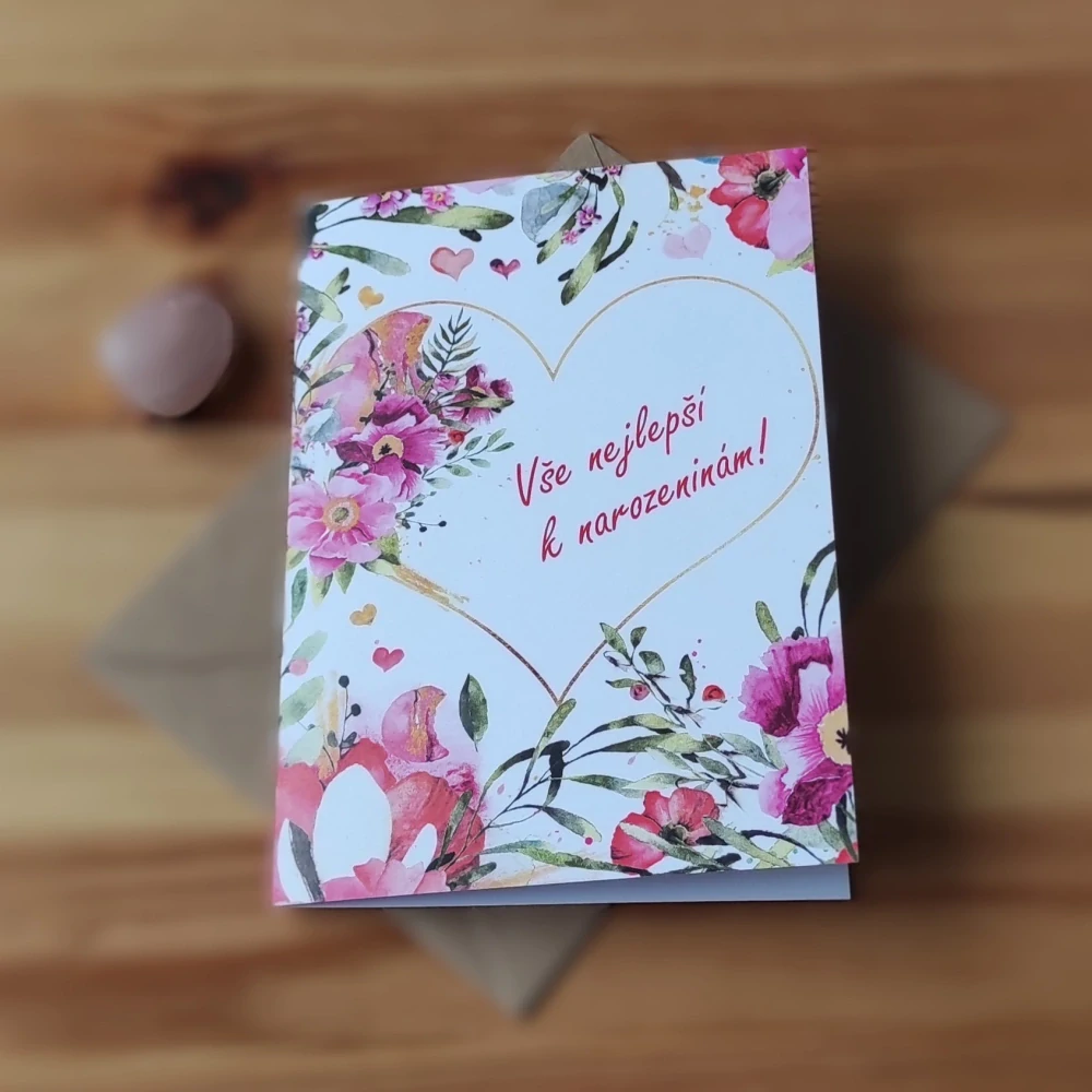 20049  PŘÁNÍ S OBÁLKOU - Růže ze srdce - s textem / CZ