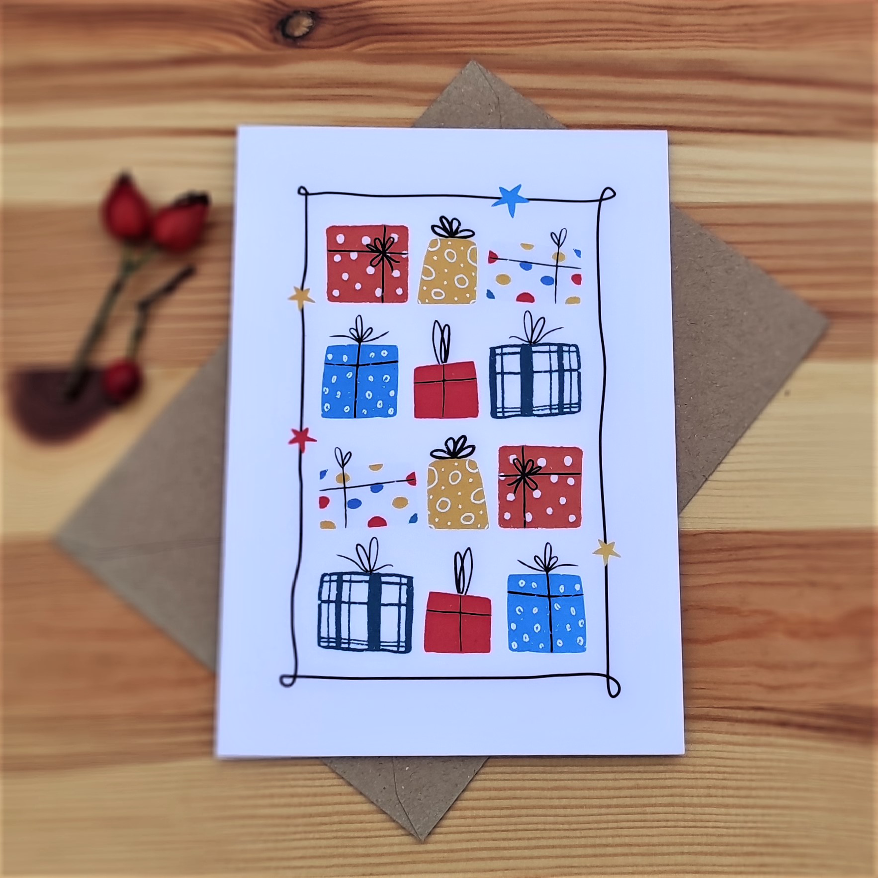 20139 Vánoční přání s obálkou - Dárky